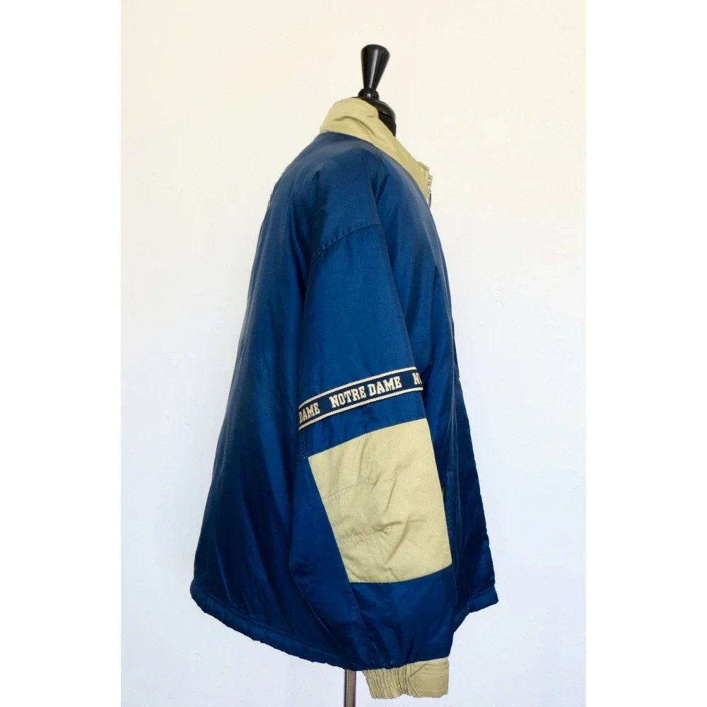 Vintage Notre Dame Pro Player Puffer Jacket Coat Fighting Irish 90s Blue SZ L